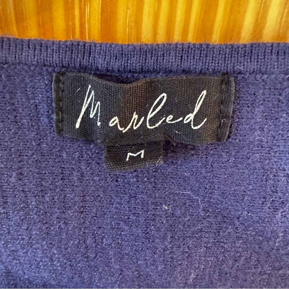 Marled Deep Blue Ribbed Short Sleeve Top - Picture 2 of 3